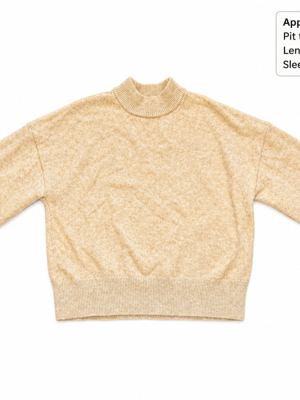 GAP Oatmeal Beige Mock Neck Balloon Sleeve Knit Sweater Women’s Small